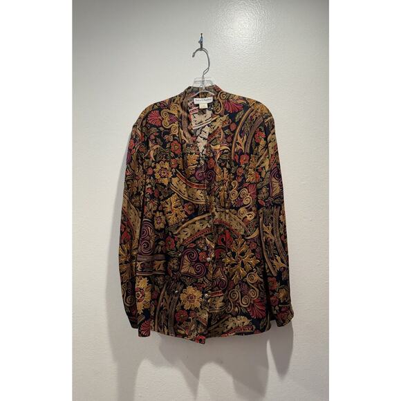 Vintage Norton McNaughton Double Breasted Lightweight VTG Artsy Floral Blazer - Picture 1 of 10